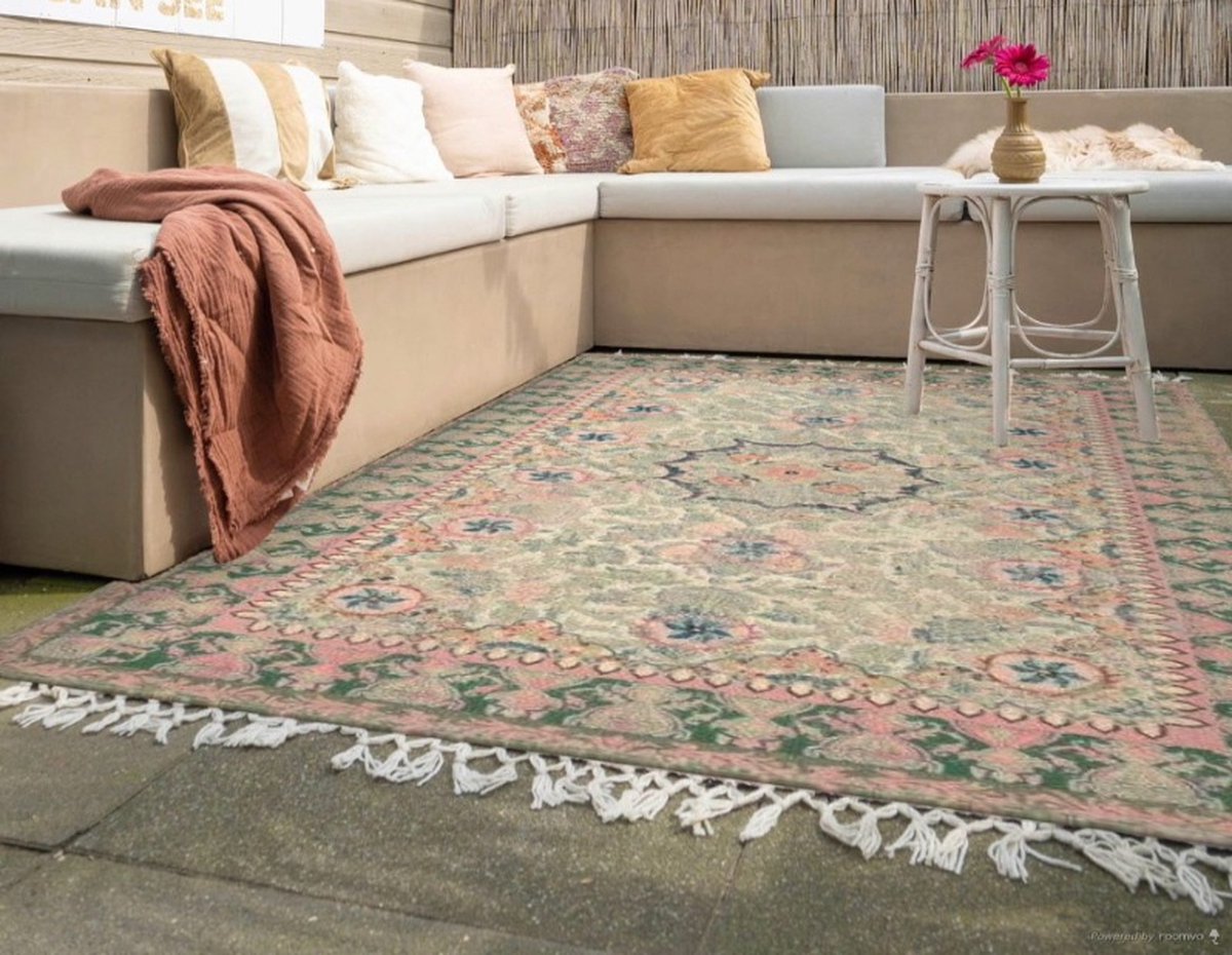 Rozenkelim Buitenkleed Tuinkleed Balkonkleed 230cm x 160cm gemaakt van PET Flessen