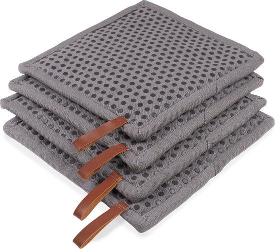 Foto: Ch f pannenlap met pocket 4 stuks siliconen dots graphite pannenlap grijs 20x20cm