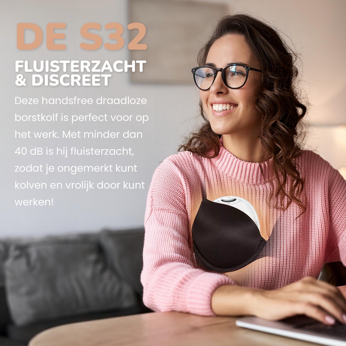 Nuliie Elektrische draagbare borstkolf S32, 4 modi, 9 standen, 24