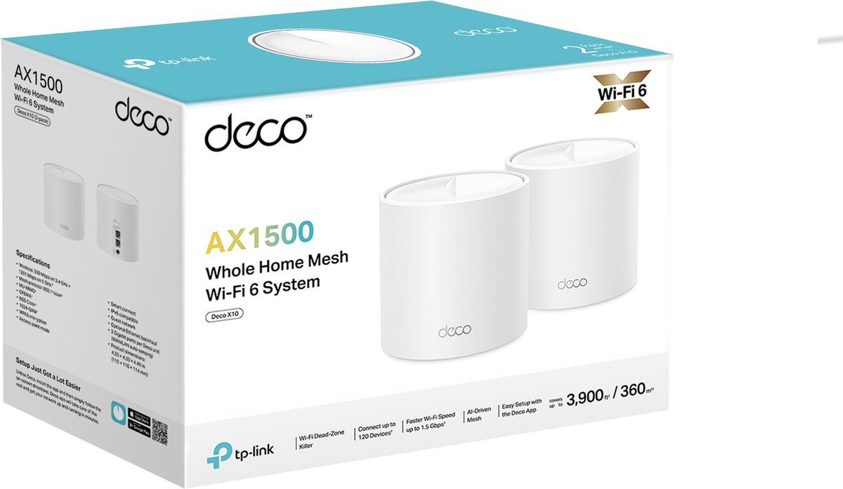 TP-Link Deco X10 - Mesh WiFi - WiFi 6 - 1500 Mbps - 2-pack – foto 6