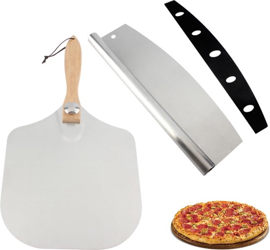 Pizza Divertimento® pizzaschep - Roestvrij aluminium pizzaschep [83 cm] - Praktisch en stevig schroefdraad - Pizzaschep met afgeronde hoeken - Voor pizza oven en bbq