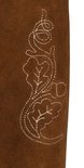Culotte de leder brune avec un motif de branche de feuilles ornemental brodé.