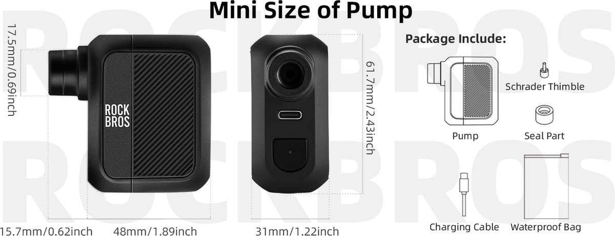 ROCKBROS Elektrische mini-fietspomp, 150 psi draagbare luchtpomp Presta Schrader-ventiel met led-display voor het oppompen van racefiets, mountainbikebanden, ballen ROCKBROS Elektrische mini-fietspomp, 150 psi draagbare luchtpomp Presta Schrader-ventiel met led-display voor het oppompen van racefiets, mountainbikebanden, ballen