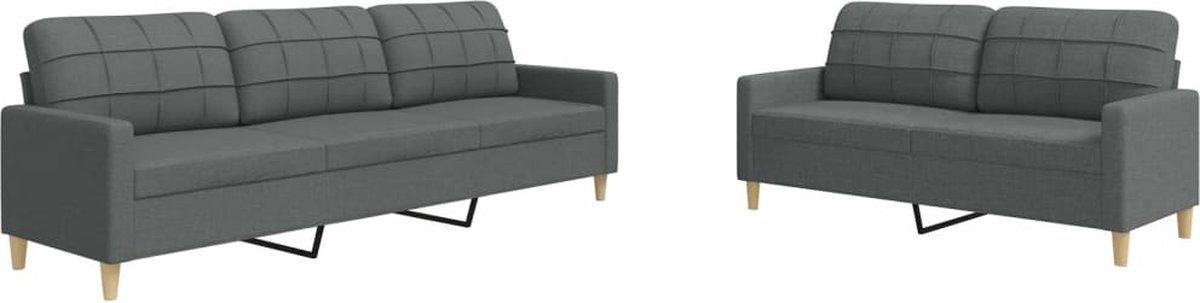vidaXL - 2-delige - Loungeset - stof - donkergrijs