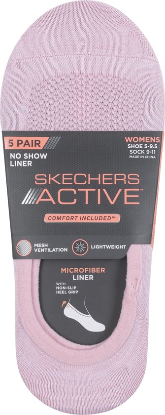 Skechers Lot de 5 Chaussettes pour femme avec doublure semi-microfibre non Terry - Rose clair/ Wit - Taille unique