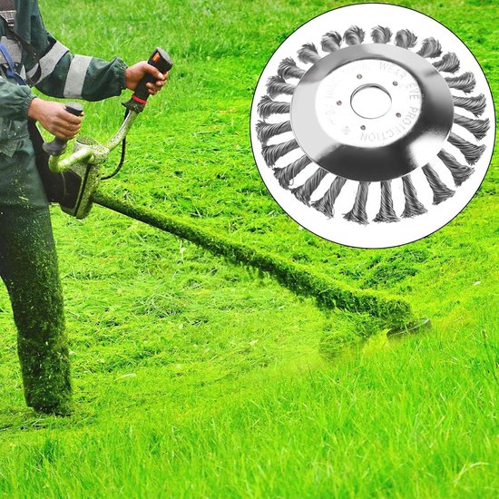 Roestvrij stalen onkruidborstel bosmaaier 150 x 254 mm kegel onkruidtrimmer - effectief onkruid en mos verwijderen - twist onkruidborstel - 15 cm Onkruidborstel van WOLF-Garten — afbeelding 4