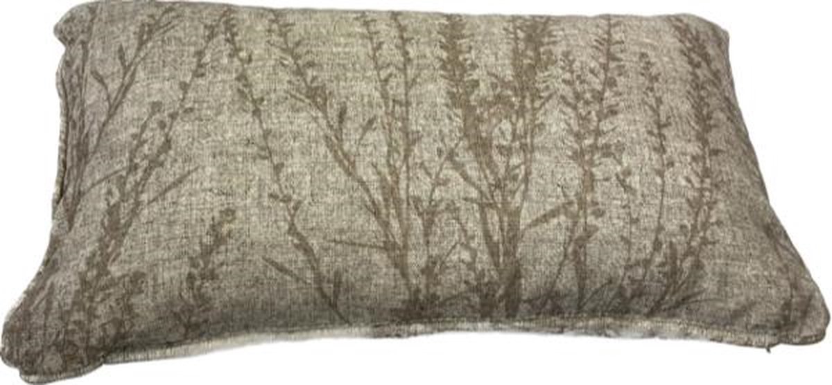 Madison sierkussen 50x30 cm Zion leaves natural Grijs
