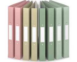 ACROPAQ - 8 x Ringmap A4 2 ringen - Ringband met rugetiket - Rug 3,5 cm - 'Aarde' Natuur Kleurencollectie - Ringmapjes, Ringmappen, Ordners 2-rings