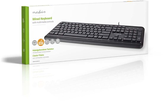 Nedis KBMU200BKUS clavier USB QWERTY US International Noir