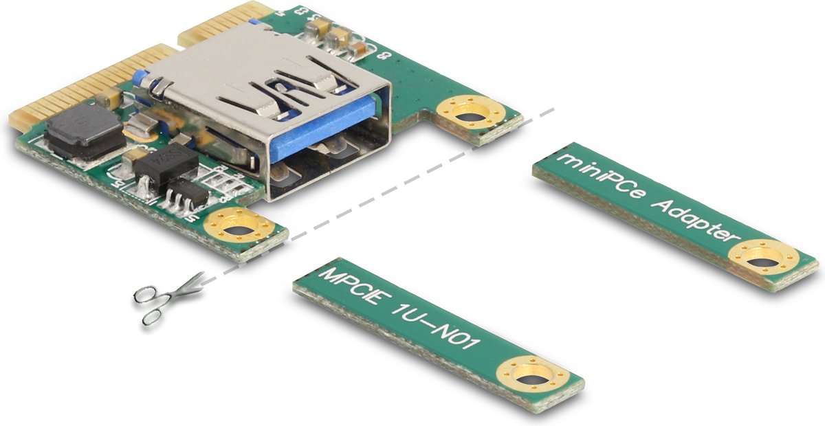Delock Mini PCIe I/O 1 x USB 2.0 Type-A female full size / half size