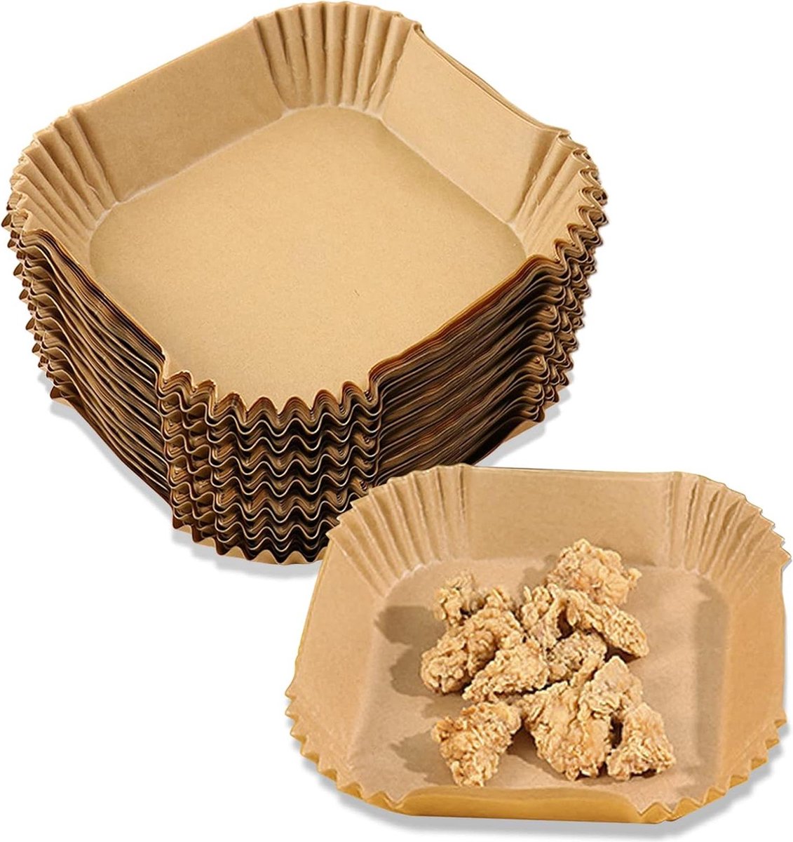 Vierkante Liners voor Airfriteuse - Olie- en Hittebestendige Voeringen - 200 Stuks - 7.9 Inch