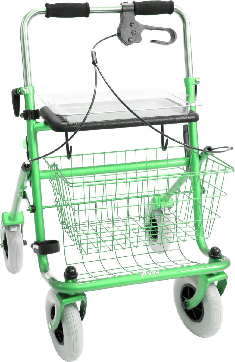 Goedkoopste Premis Provo - Rollator - 2de Generatie - Duwbeugel - Zowel Eenzijdig Links als Eenzijdig Rechts te gebruiken - Metallic Appelgroen