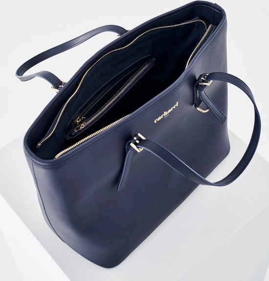 Cacharel tassenset shoppingbag make up tasje hoogwaardig kunstleer navy . bol