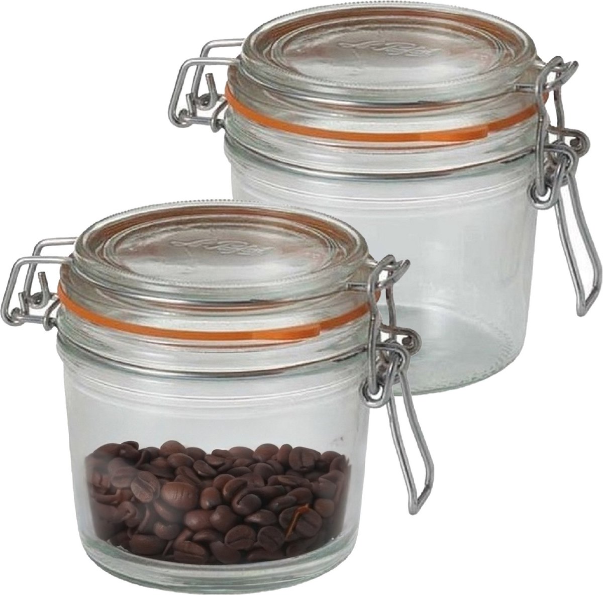 Le Parfait Voorraad/weckpot - 2x - glas - transparant - 10 x 8,5 cm - 350 ml