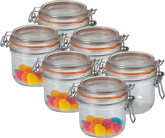 Le Parfait Voorraad/weckpot - 6x - glas - transparant - 8,5 x 7 cm - 200 ml