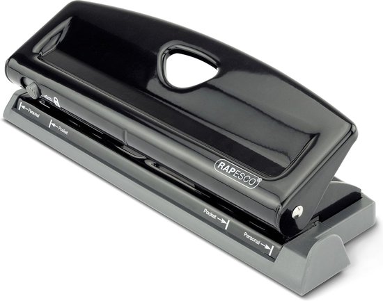 1725 Instelbare 6-Gaats Perforator, 9 Vel Perforatiecapaciteit, Zwart