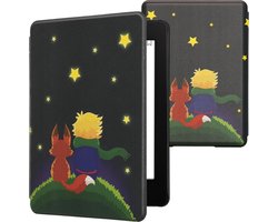 kwmobile e-reader hoesje geschikt voor Amazon Kindle Paperwhite 11. Generation 2021 hoes - E reader flip case met magnetische sluiting - Ereader cover - Jongetje met vos design in geel / bruin / donkerblauw