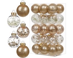 30 stks 50 mm-2 " Onbreekbare Clear Plastic Bal - Delicate Ornamenten - Champagne Gouden - Xmas Ballen Set - Kerstboom Opknoping Decoraties - DIY Halloween Party - Bruiloft Decor