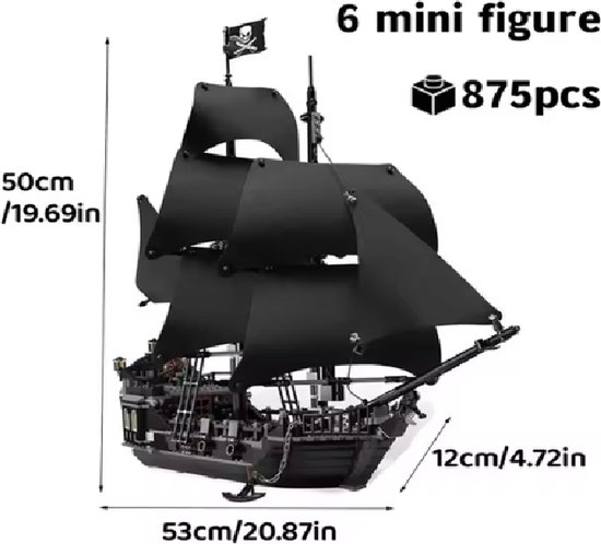 piratenboot lego compatibel - piratenschip - compatibel met lego - pirates of the caribbean - black pearl van Songmics — afbeelding 2