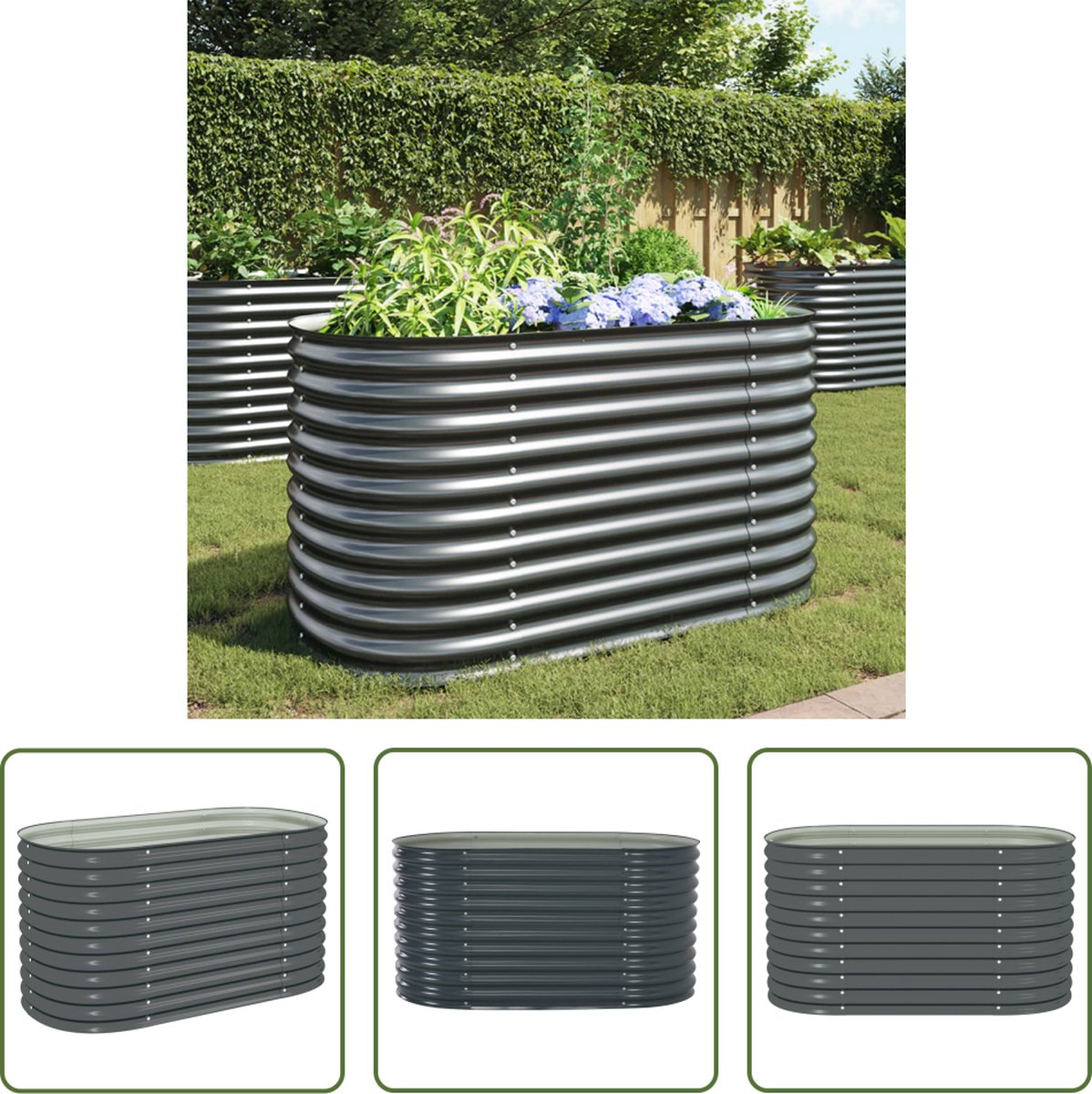 Plantenbak verhoogd 160x40x77 cm gegalvaniseerd staal grijs kopen