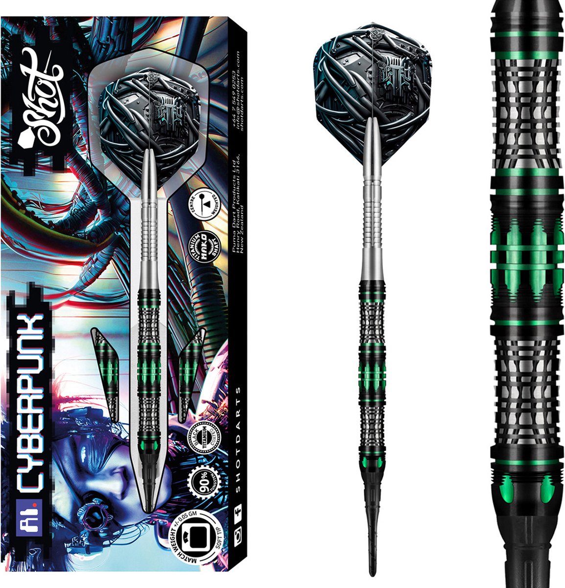Shot AI Cyberpunk 90% Soft Tip - Dartpijlen