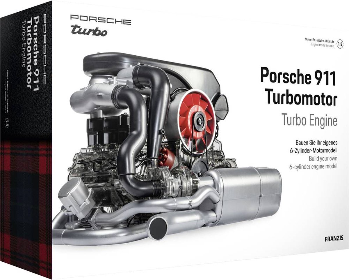 Franzis Modelbouwpakket Auto - 67250 Porsche 911 Turbomotor -Werkend 6-Cylinder Motorblok kit met geluid Plastic - 1:3 - Modelbouw