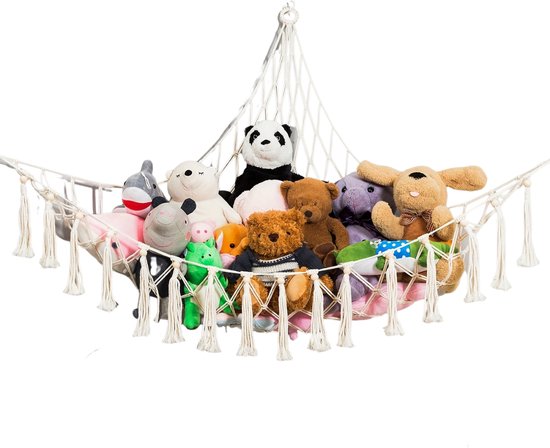 CozyKids Macramé Knuffelnet - Boho Opbergnet voor Kinderkamers - Knuff