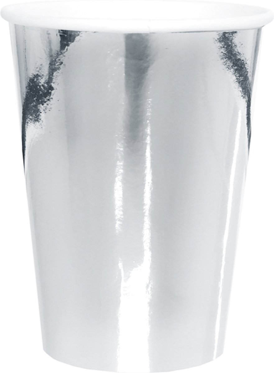SANTEX - 10 zilver metallic kartonnen bekers 25 cl