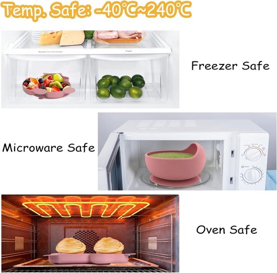 Kinderservies Set Siliconen - Roze - Voederset Baby met Bord - Schaal met Zuignap - Lepel Vork - Slabbetje - Antislip - Waterdicht - Veilige Training - Servies Set voor Kinder Meisje - Leren Eten van Kinder — afbeelding 5