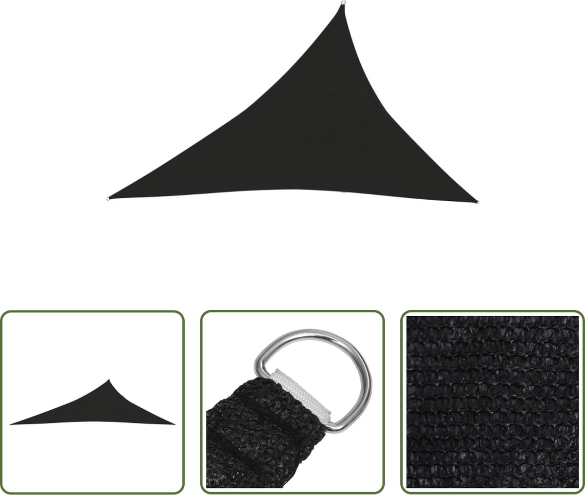 The Living Store Black HDPE Shade Sail 160 g/m² 3x4x5 m - Outdoor Decor - Garden Parasol - Sun Shade - Outdoor Decoration - Patio Decor.