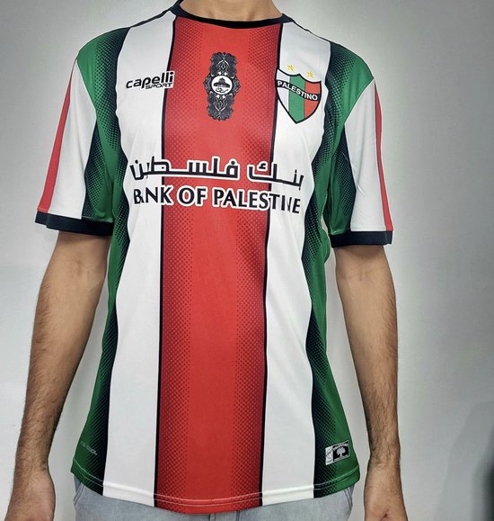 Foto: Palestino 2022 2023 thuisshirt football jersey maat s