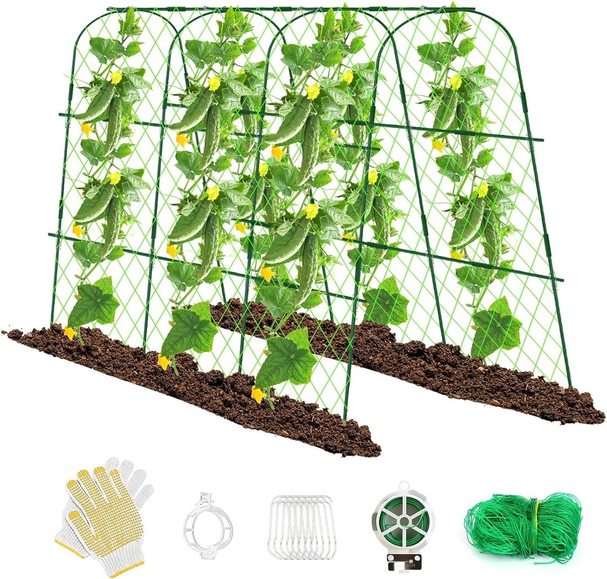 48-65 inch Komkommer Trellis voor verhoogd bed U-vormig tuinrooster klimplanten buiten metalen boog groenten latwerk afneembaar komkommer trellis ondersteuning tomaat pompoen