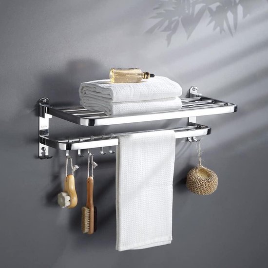 Mooche Handdoekhouder Wandmontage, 2 Tier Bad Handdoekenrek 40CM, SUS304 RVS Handdoekhouder Handdoekhouder Handdoekhouder voor Keuken Badkamer, Mat Zwart Afgewerkt