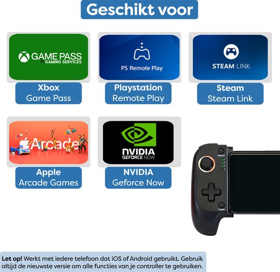 Draadloze Telefoon Controller geschikt voor Nintendo Switch, iPhone, Android, Cloud Streaming (PS5, Xbox Game Pass) - Bluetooth BackBone Draadloos - Turbo + Macro Knoppen - Accessoires
