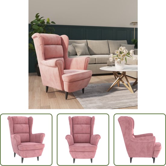 Foto: The living store fauteuil velvet roze 81 x 90 x 96 5 cm max 110 kg