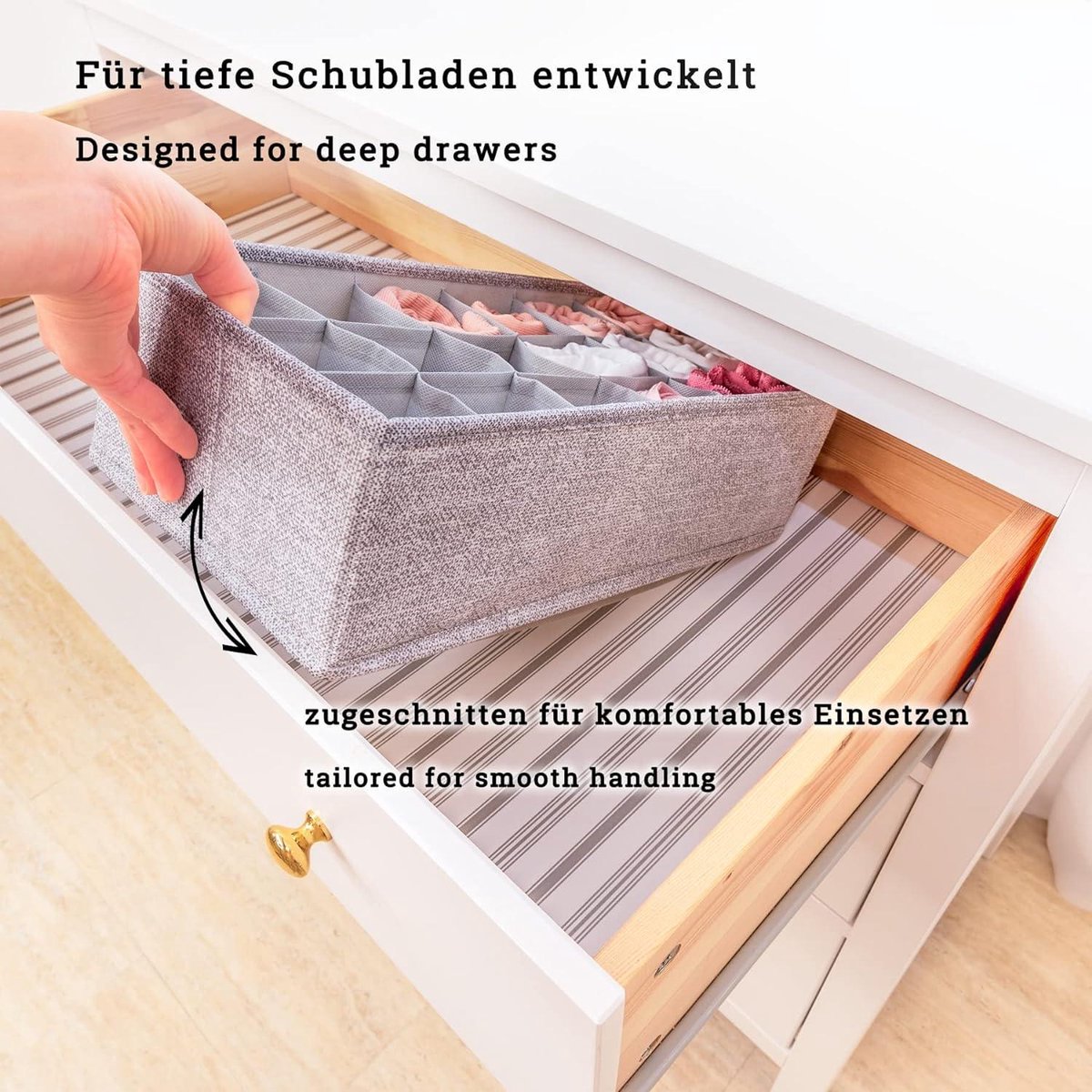 SIMPLE JOY® HEMNES Dubbele organizer voor IKEA-commode; het origineel; perfecte pasvorm; stabiele bodem; opbergsysteem voor luierbenodigdheden, kinderkleding, sokken, ondergoed; set van 8