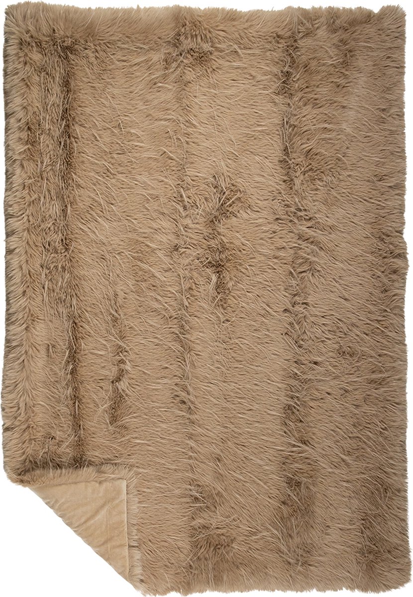 plaid teddy langhaar pluk cognac 130x180cm