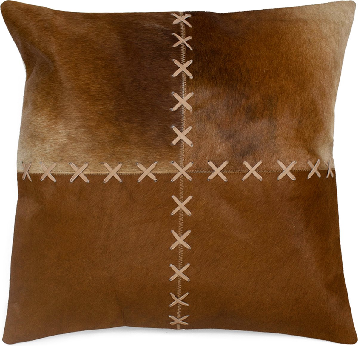 Mars & More kussen dekensteek koe bruin/wit 45x45cm