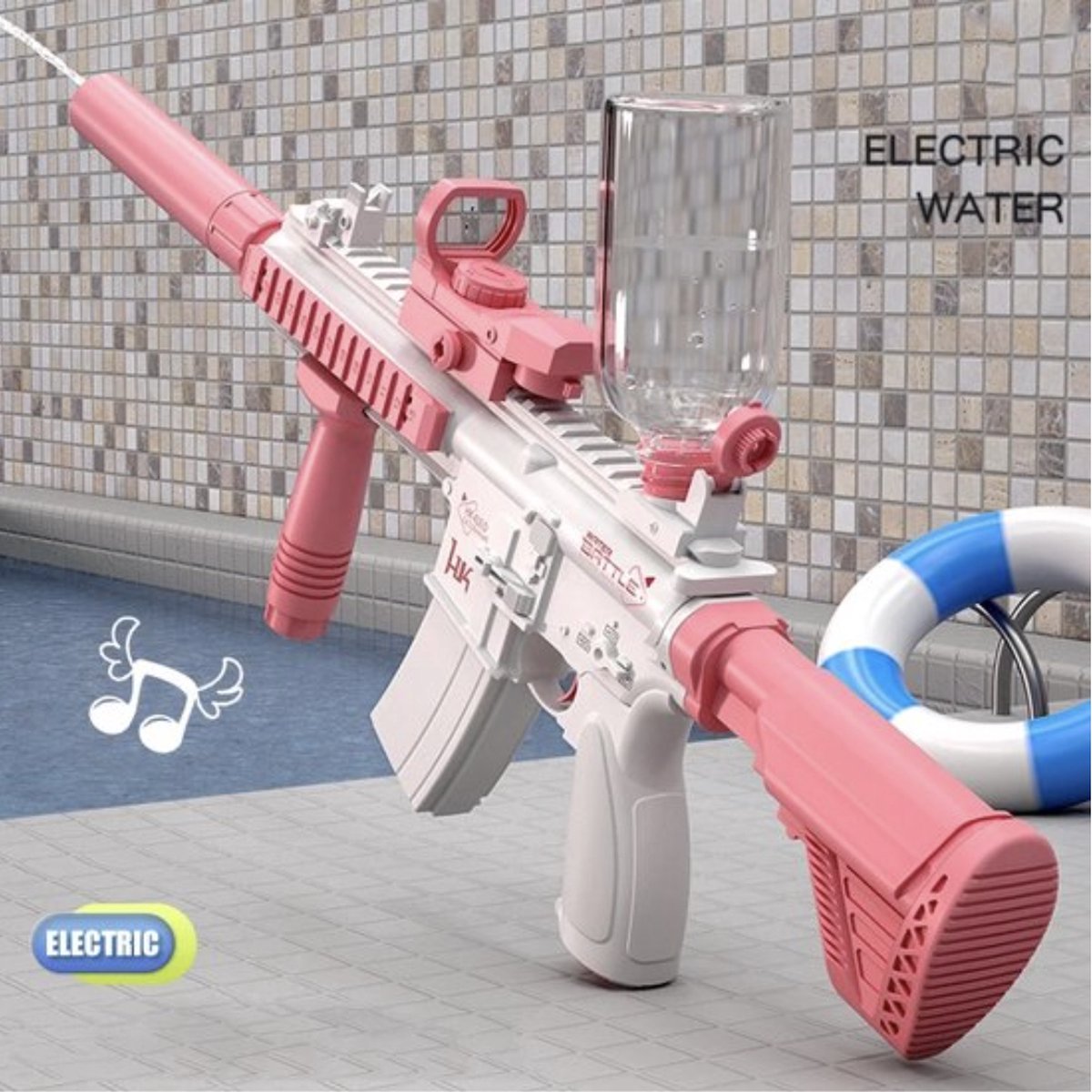Waterpistool - Elektrisch - Krachtig - Lichtgewicht - Watergeweer - Zwembad speelgoed - Roze/wit