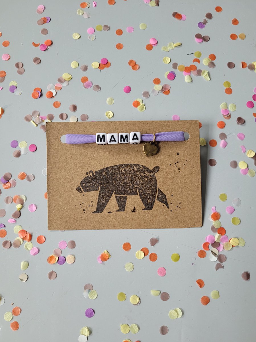 Goedkoopste mama - beer - paars - lila - hartje - armband - polsbandje - letterkralen - bosdieren - moederdag