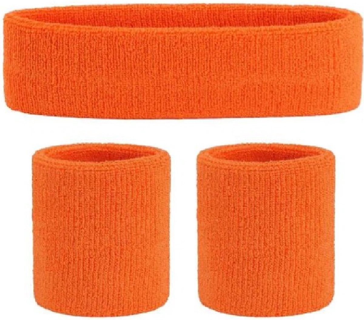 Oranje Hoofdband & 2x Polsbandjes Setje I Zweetband I Zweetbandjes I Hoofd en Pols I Sportbandjes