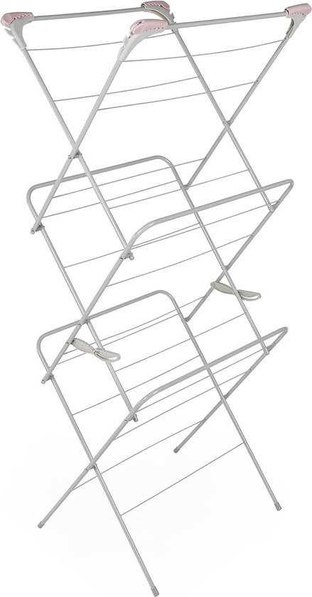 Three-Tier Clothes Airer Drying Rack - 15 Metre Drying Space - Pink ...
