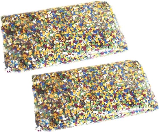 Confettis lambeaux de papier - 2x - mélange multicolore - sac de 1 kilo - articles de fête - décorations - carnaval