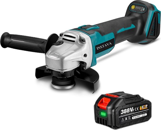 Foto: Instava haakse slijper incl accu 3000w 125mm geschikt voor makita 18v accu incl accessoires