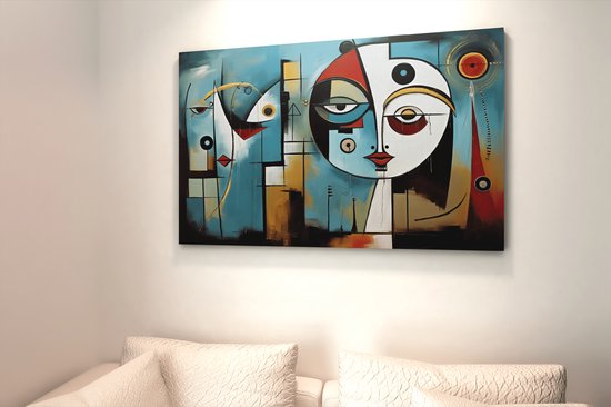 Canvas Schilderij - Pablo Picasso Stijl - Abstract - Wall Art - 120x80x2 cm