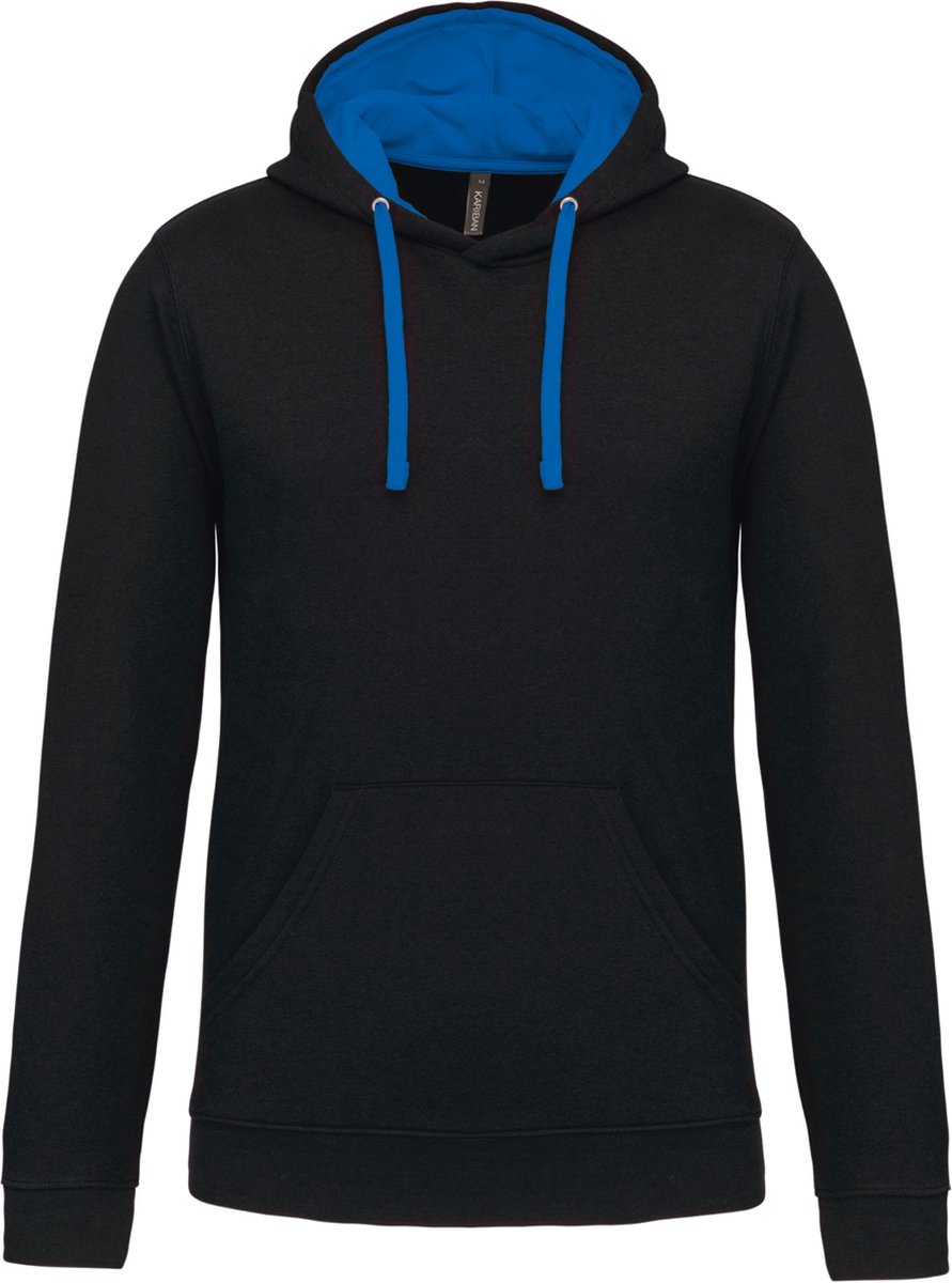 Kariban Hooded sweater met contrasterde capuchon K446 - Black / Light Royal Blue - L