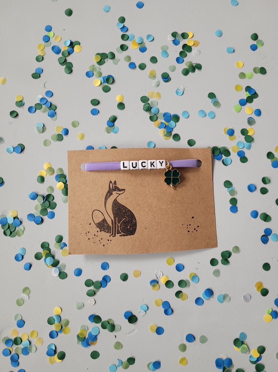 Goedkoopste lucky - good luck - klaver - clover - vos - fox - paars - armband - letterkralen