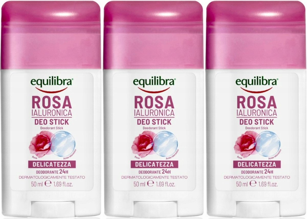 Goedkoopste Equilibra Deodorant Delicatezza - Deodorant Met Damastroos en Hyaluronzuur - 3 x 50 ml