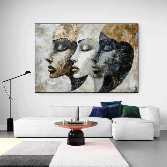 JJ-Art (Canvas) 120x80 | 3 Vrouwen, portret,, abstract