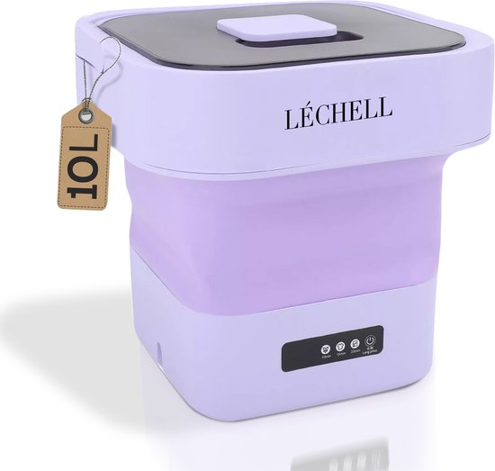 Léchell® Mini Wasmachine - Camping wasmachine - 10L - Energiezuinig - Opvouwbaar - Wasmachine - Compact - Paars